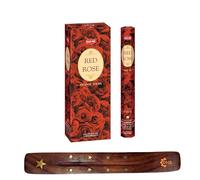 HEM Incense sticks RED ROSE Pack of 6 with DHS incense stick holder for Aromatherapy, Incense Spa, Yoga, Meditation, Healing, Spirituality and Relaxation…