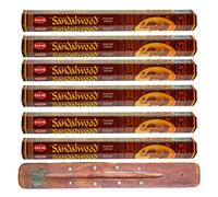 HEM Incense sticks SANDALWOOD | Pack of 6 | with SAMASIA incense stick holder for Aromatherapy, Incense Spa, Yoga, Meditation, Healing, Spirituality and Relaxation