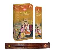 HEM Myrrh Premium Incense Sticks, Full Pack of 12, Each 15 gms with DHS incense stick holder for Yoga, Meditation, Healing, Spirituality, Aromatherapy, Incense Spa and Relaxation…