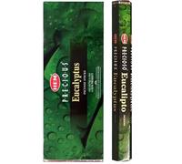 HEM Precious Eucalyptus Incense Sticks - Pack of 6 (120 Sticks) with JRose Wooden Incense Holder - Refreshing Aromatherapy Fragrance