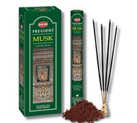 HEM Precious Musk Incense Sticks (120 Sticks, 6 Boxes Inside) | Hand-Rolled Musk Fragrance Sticks for Meditation, Yoga, Home Fragrance, Spiritual Ambience, Induce Relaxing Sleep, Aromatherapy.