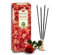 HEM Precious Rose Incense Sticks (120 Sticks, 6 Boxes Inside) | Premium Handcrafted Indian Aromatic Sticks | Long Lasting Rose Aroma | Aromatherapy Incense For Air Purifier, Stress Relief & Cleansing.