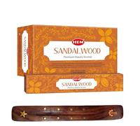HEM Sandalwood Premium Incense Sticks, Full Pack of 12, Each 15 gms with DHS incense stick holder for Yoga, Meditation, Healing, Spirituality, Aromatherapy, Incense Spa and Relaxation…