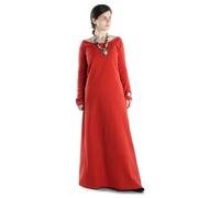 HEMAD Hildegune Medieval Dress Fine Cotton Lace Up Arms Back A-line Long, red, 2XL/3XL