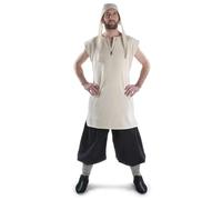 HEMAD Medieval Tunic Jorel Sleeveless Green Red Blue Beige S-XXXL Solid Cotton Shirt Garment, beige, S / M