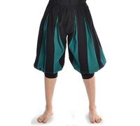 HEMAD Men's Medieval Landsknecht Pants - Calf-Length - Pure Cotton - L/XL Black-Green
