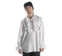 HEMAD Ruffle Shirt White XS-XXXL Pure Cotton, White, XL