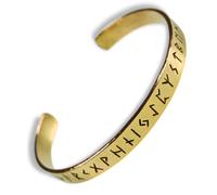 HEMAD Viking Bangle with Older Futhark Rune Alphabet | Handmade from Brass | Model: Runar