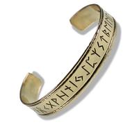 HEMAD Viking Bangle with Older Futhark Rune Alphabet | Handmade in Brass | Model: Trygve