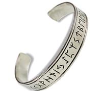 HEMAD Viking Bangle with Older Futhark Rune Alphabet | Handmade in White Metal | Model: Runar