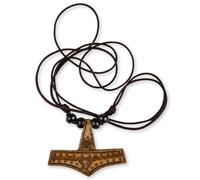HEMAD Viking Necklace Thor's Hammer Mjölnir | Handmade from Cooking | Brown | Location: Rømersdal