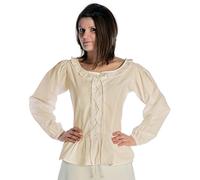 HEMAD Women's Medieval Blouse - Front & Back Lacing - Pure Cotton - XXXL Beige