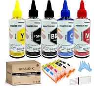 HEMAINK Refillable Ink Cartridges and 5 Bottles Ink Compatible with PGI-580XXL CLI-581XXL,for Pixma TS6150 TS6151 TS6250 TS6251 TS6350 TS6351 TS705 TR7550 TR8550 TS9150 TS9155 TS9550 Printer