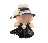 Hemaisu 4 - Piece Luxury Chic Black Clothes Set Intended for 14 - 17cm Doll | Dress, Bow Clip, Hat & C’s Bag (No Doll) Accessories Compatible with Popmart The Monsters