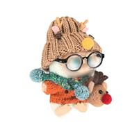 Hemaisu 5 - Piece Festive Doll Outfit | Christmas - Inspired Ensemble for La Bubu Dolls with Hat Beanie, Glasses, Scarf, Embroidered Sweater & Deer - Head Bag