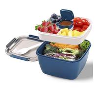 Hemasa 1100ml Portable Lunch Box Container 2 Layer Grid Salad Bowl Bento Boxes Salad Bowls Lunch Box Lunch Container for Food
