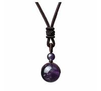 Hemasa 16mm Black Obsidian Tiger Eyes Amethyst Stone Women Men Necklaces with Adjustable Braided Rope Cords Natural Crystal Pendant Amethyst