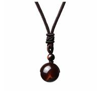 Hemasa 16mm Black Obsidian Tiger Eyes Amethyst Stone Women Men Necklaces with Adjustable Braided Rope Cords Natural Crystal Pendant Red Tiger Eye