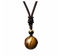 Hemasa 16mm Black Obsidian Tiger Eyes Amethyst Stone Women Men Necklaces with Adjustable Braided Rope Cords Natural Crystal Pendant Tiger Eye