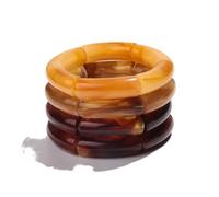 Hemasa 4 pieces/set Acrylic Colorful Brown Bamboo Chunky Bangles Set for Women (Amber 1)