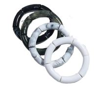Hemasa 4 pieces/set Acrylic Colorful Brown Bamboo Chunky Bangles Set for Women (Black White)