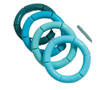 Hemasa 4 pieces/set Acrylic Colorful Brown Bamboo Chunky Bangles Set for Women (Blue)