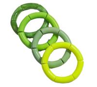 Hemasa 4 pieces/set Acrylic Colorful Brown Bamboo Chunky Bangles Set for Women (Green)