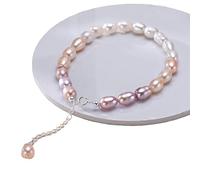 Hemasa 6-7mm Rice Shape Freshwater Pearl Bracelet (Mix Colour, 18 cm)