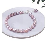 Hemasa 6-7mm Rice Shape Freshwater Pearl Bracelet (Purple, 18 cm)
