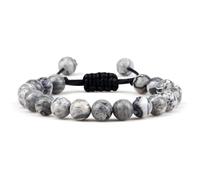 Hemasa 8mm Tiger Eye Stone Beads Bracelet Adjustable Braided Rope Bangles/Natural Lava Rock Men Women Yoga Healing Balance Bracelets Picasso