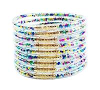 Hemasa 9-Layer Gold Powder Double-Spell Three-Spell Combination Shiny Candy Color Silicone Women's Bracelet White