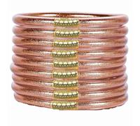 Hemasa 9Pcs/set Glitter Bracelet Buddhist Jonc Bangles Waterproof Bangle Jelly Bracelets for Women (Coppery, 65MM)