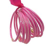 Hemasa 9Pcs/set Glitter Bracelet Buddhist Jonc Bangles Waterproof Bangle Jelly Bracelets for Women (Dark Pink, 65MM)
