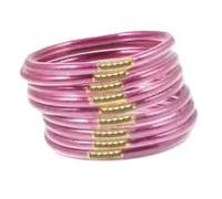Hemasa 9Pcs/set Glitter Bracelet Buddhist Jonc Bangles Waterproof Bangle Jelly Bracelets for Women (Plum Red, 57MM)