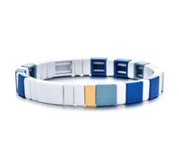 Hemasa Blue and White Neon Enamel Tile Beads Bracelets for Women/Girls