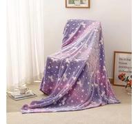 Hemasa Glow in the Dark Unicorn Dinosaur Throw Blanket, Plush Flannel, Super Soft, Christmas Tree Design (Purple, 70x100cm)