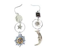 Hemasa Greek Mythology Face Sun Moon Pendant Creative Design Women Asymmetric Personality Pendant Earrings