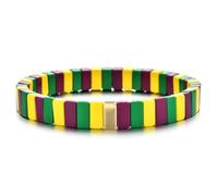 Hemasa Green and Yellow Enamel Tile Beads Bracelets for Women/Girls
