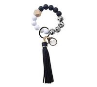 Hemasa Leopard Print Silicone Beads Bracelet Keychain Women's Beaded Bracelet Tassel Pendant Fashion Jewelry Accessory Color 1