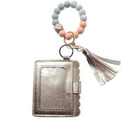 Hemasa Leopard Print Silicone Beads Bracelet Keychain Women's Beaded Bracelet Tassel Pendant Fashion Jewelry Accessory Color 2