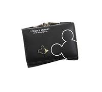 Hemasa Mickey Mouse Wallet for Women's/PU Leather Coin Purse Woman Mini Short Wallets Girls Black Mickey