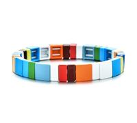 Hemasa Neon Rainbow Enamel Tile Beads Bracelets for Women/Girls A17