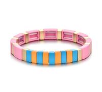 Hemasa Neon Rainbow Enamel Tile Beads Bracelets for Women/Girls A2