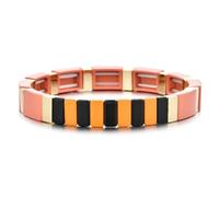 Hemasa Orange Colour Tile Enamel Tile Beads Bracelets for Women/Girls