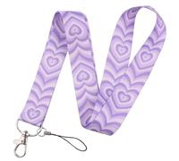 Hemasa Purple Colour Heart Pattern Stitch Polyester Lanyards Keys Neck Strap for Card Badge Key Chain Lanyard Key Holder