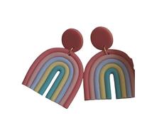 Hemasa Rainbow Multi Mixed Colors Arch Fashion Jewelry Unique Dangle Big Size Polymer Clay Earrings (Color 5)