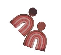 Hemasa Rainbow Multi Mixed Colors Arch Fashion Jewelry Unique Dangle Big Size Polymer Clay Earrings (Color 7)