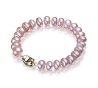 Hemasa Round Freshwater Pearl Bracelets with 925 Sterling Silver Gold Color Clasp (Pink, 16 Cm)