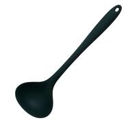 Hemasa Silicone Ladle Soup Spoon Non-Stick Curved Handle Unbreakable Big Round Scoop for Dinner Dark Green