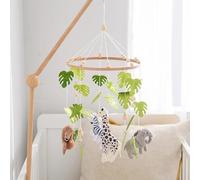 Hemasa Wooden Crib Baby Mobile with Forest Animals/Rainbow Wooden Crib Pom Pom Baby Mobile (Animal)